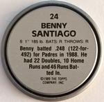 1989 Topps Coins #24 Benny Santiago Back