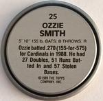 1989 Topps Coins #25 Ozzie Smith Back