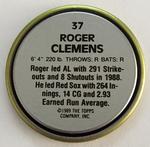 1989 Topps Coins #37 Roger Clemens Back