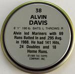 1989 Topps Coins #38 Alvin Davis Back