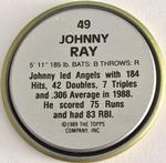 1989 Topps Coins #49 Johnny Ray Back