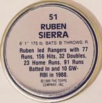 1989 Topps Coins #51 Ruben Sierra Back