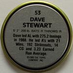 1989 Topps Coins #53 Dave Stewart Back