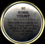 1989 Topps Coins #60 Robin Yount Back