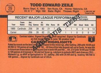 1990 Donruss Aqueous Test #29 Todd Zeile Back