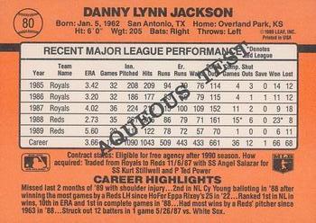 1990 Donruss Aqueous Test #80 Danny Jackson Back