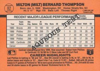 1990 Donruss Aqueous Test #82 Milt Thompson Back