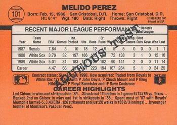 1990 Donruss Aqueous Test #101 Melido Perez Back