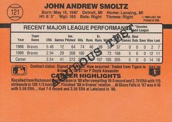 1990 Donruss Aqueous Test #121 John Smoltz Back