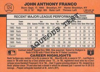 1990 Donruss Aqueous Test #124 John Franco Back
