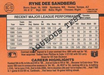 1990 Donruss Aqueous Test #BC-10 Ryne Sandberg Back