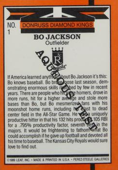 1990 Donruss Aqueous Test #1 Bo Jackson Back