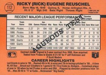 1990 Donruss Aqueous Test #112 Rick Reuschel Back