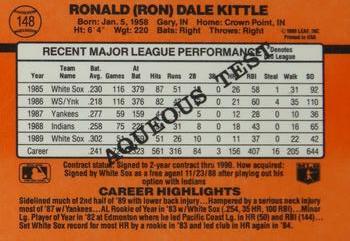 1990 Donruss Aqueous Test #148 Ron Kittle Back