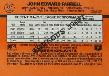 1990 Donruss Aqueous Test #232 John Farrell Back