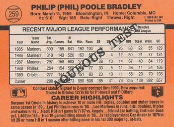 1990 Donruss Aqueous Test #259 Phil Bradley Back
