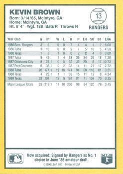 1990 Donruss Best of the AL #13 Kevin Brown Back