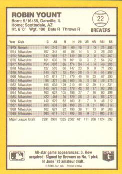 1990 Donruss Best of the AL #22 Robin Yount Back
