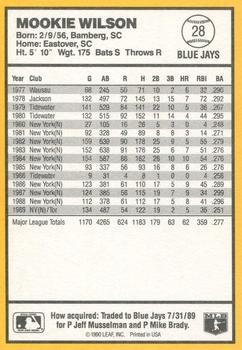 1990 Donruss Best of the AL #28 Mookie Wilson Back
