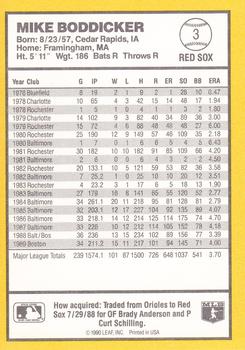 1990 Donruss Best of the AL #3 Mike Boddicker Back