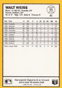 1990 Donruss Best of the AL #95 Walt Weiss Back