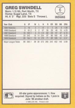 1990 Donruss Best of the AL #6 Greg Swindell Back