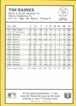 1990 Donruss Best of the NL #104 Tim Raines Back