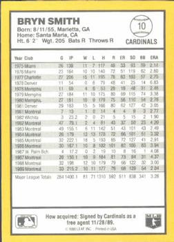 1990 Donruss Best of the NL #10 Bryn Smith Back