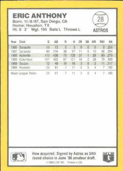 1990 Donruss Best of the NL #28 Eric Anthony Back
