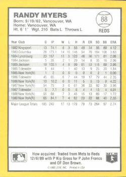1990 Donruss Best of the NL #88 Randy Myers Back