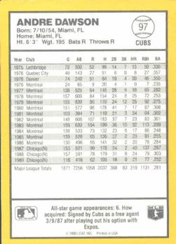 1990 Donruss Best of the NL #97 Andre Dawson Back