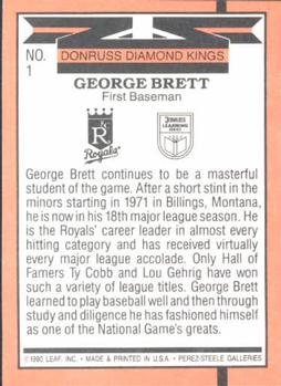 1990 Donruss Learning Series #1 George Brett Back