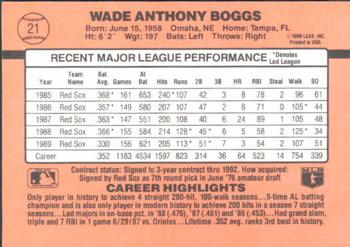1990 Donruss Learning Series #21 Wade Boggs Back