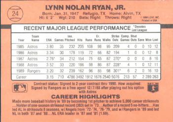 1990 Donruss Learning Series #24 Nolan Ryan Back