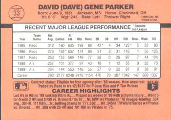 1990 Donruss Learning Series #33 Dave Parker Back