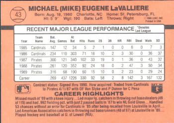 1990 Donruss Learning Series #43 Mike LaValliere Back