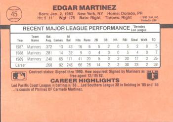 1990 Donruss Learning Series #45 Edgar Martinez Back