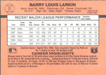 1990 Donruss Learning Series #51 Barry Larkin Back