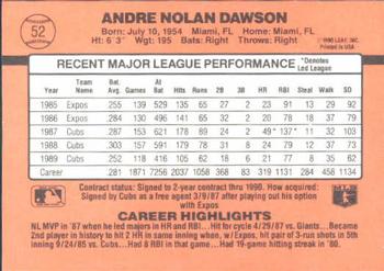 1990 Donruss Learning Series #52 Andre Dawson Back