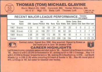 1990 Donruss Learning Series #53 Tom Glavine Back