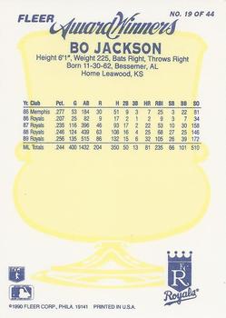 1990 Fleer Award Winners #19 Bo Jackson Back