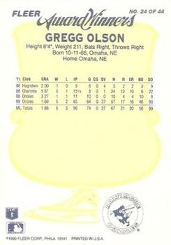 1990 Fleer Award Winners #24 Gregg Olson Back