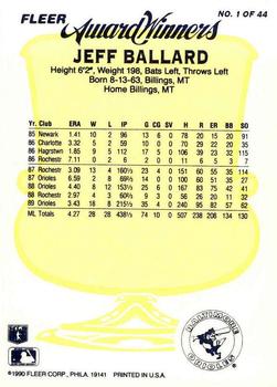 1990 Fleer Award Winners #1 Jeff Ballard Back