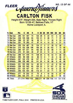 1990 Fleer Award Winners #13 Carlton Fisk Back
