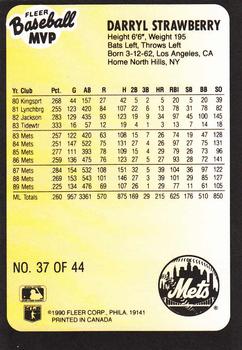 1990 Fleer Baseball MVPs #37 Darryl Strawberry Back