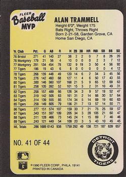 1990 Fleer Baseball MVPs #41 Alan Trammell Back
