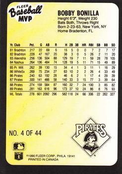 1990 Fleer Baseball MVPs #4 Bobby Bonilla Back