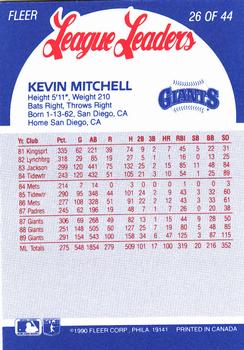 1990 Fleer League Leaders #26 Kevin Mitchell Back