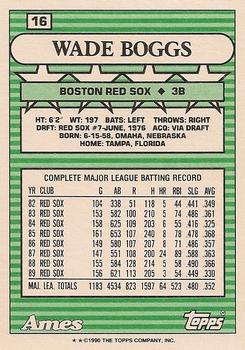1990 Topps Ames All-Stars #16 Wade Boggs Back
