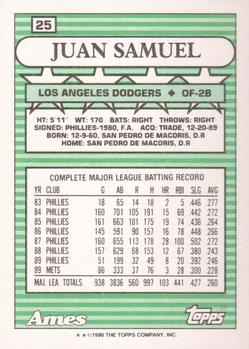 1990 Topps Ames All-Stars #25 Juan Samuel Back